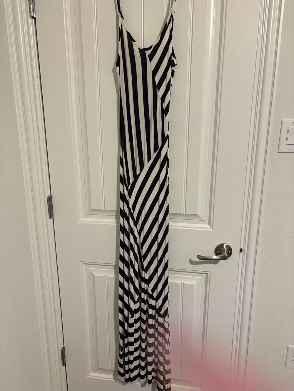 Monteau Black and White Striped Maxi Dress